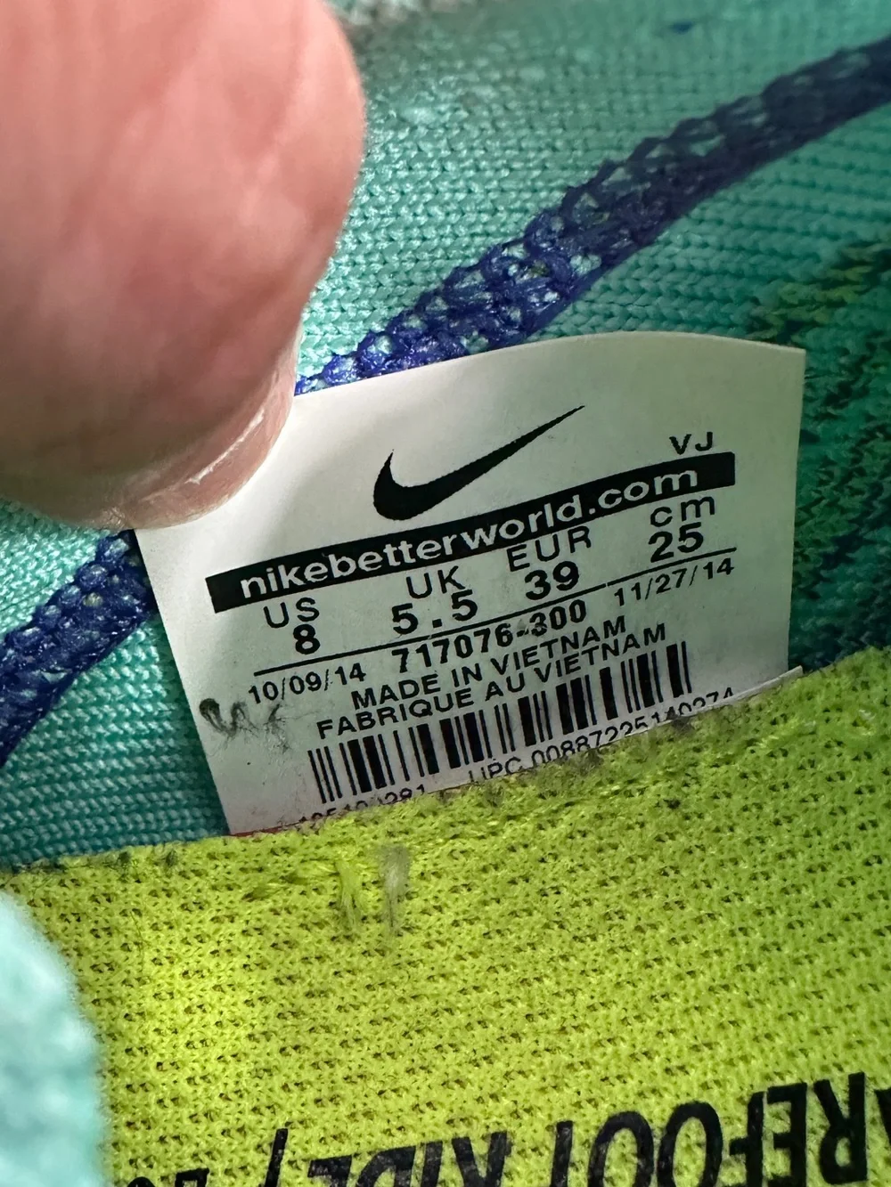 Nike Women's Free 4.0 Flyknit turquoise size 8